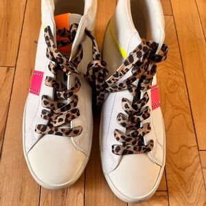 Nine West Stunnah Hi-top Sneakers with Leopard Print Laces